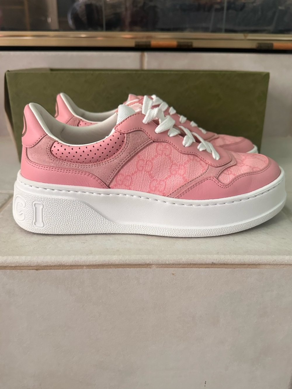 GUCCI Chunky B | Dali Pink & White Sneakers - 38 (ISO of size 38+ or 39!!!)
